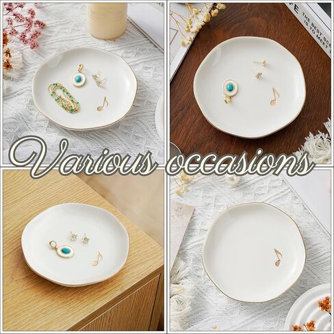 InnoBeta Music Lover Gifts Ceramic Jewelry Tray, Decorative Trinket Dish for Rings Earrings Necklaces, Music Lovers Gifts for Women, 4.75", White Surface Gold in Saudi Arabia