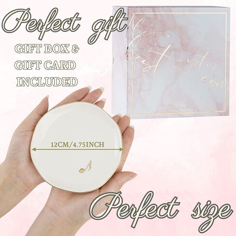 InnoBeta Music Lover Gifts Ceramic Jewelry Tray, Decorative Trinket Dish for Rings Earrings Necklaces, Music Lovers Gifts for Women, 4.75", White Surface Gold in Saudi Arabia