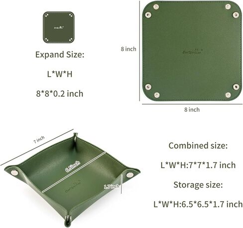 SANQIANWAN PU Leather Arc Edge Jewelry Valet Tray for Man and Women, Portable Mini Entryway Table Tray Bedside Nightstand Desk Tray Small Travel Dish Plate for Key,Wallet,Watch,Coin (DarkGreen) in Saudi Arabia