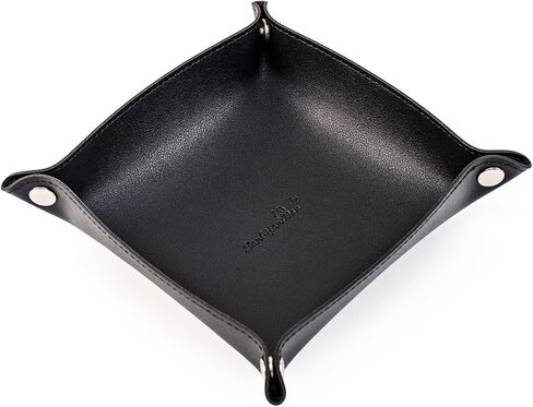SANQIANWAN PU Leather Arc Edge Jewelry Valet Tray for Man and Women, Portable Mini Entryway Table Tray Bedside Nightstand Desk Tray Small Travel Dish Plate for Key,Wallet,Watch,Coin (DarkGreen) in Saudi Arabia