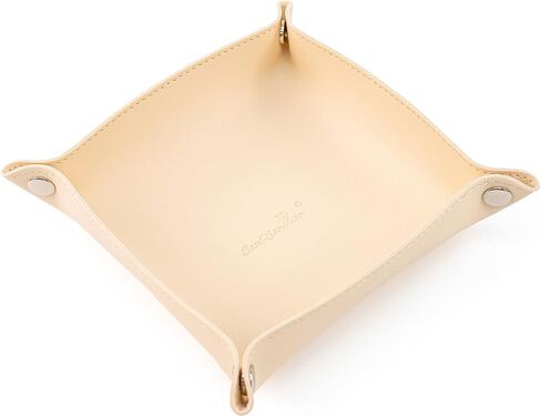 SANQIANWAN PU Leather Arc Edge Jewelry Valet Tray for Man and Women, Portable Mini Entryway Table Tray Bedside Nightstand Desk Tray Small Travel Dish Plate for Key,Wallet,Watch,Coin (DarkGreen) in Saudi Arabia