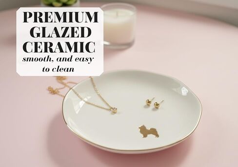 InnoBeta Pomeranian Gifts for Women, Ceramic Jewelry Dish, Trinket Tray for Rings Earrings Necklace Keys, Decorative Plate for Birthday, Christmas, Mother's Day, 4.75" in Saudi Arabia