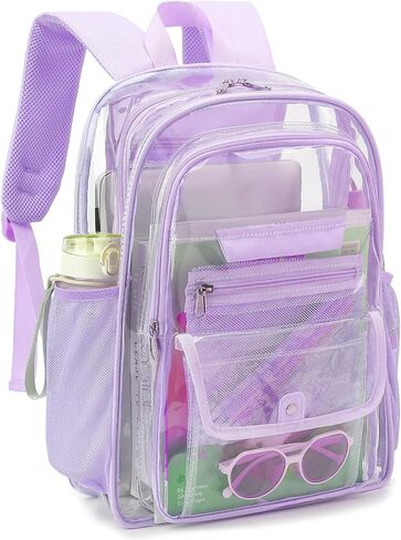 Clear Backpack for Girls Boys Women Men, Heavy Duty Transparent PVC Bookbag for School College Work See Through Backpack,Black in Saudi Arabia