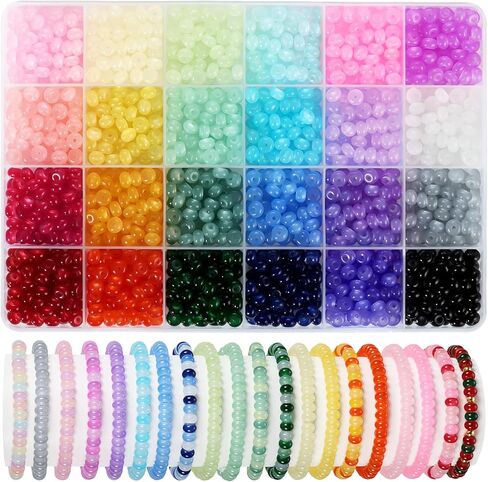 720pcs Abacus Glass Beads for Bracelet, Crystal Beads for Jewelry Making, 24 Colors Gemstone Rondelle Beads Spacer Beads for Bracelet Necklace DIY Crafts Jewelry Making, 5x8mm in Saudi Arabia