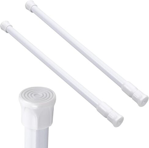 2 Pcs Tension Curtain Rod 13 in to 18 in, Small Tension Rods No Drill, Expandable Spring Loaded Tension Rods for Closet, Cabinets, Cupboard, Drawers, White in Saudi Arabia
