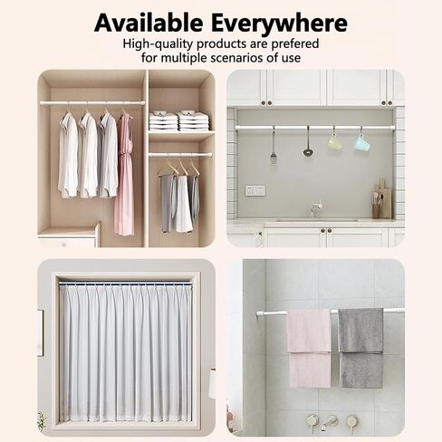 2 Pcs Tension Curtain Rod 13 in to 18 in, Small Tension Rods No Drill, Expandable Spring Loaded Tension Rods for Closet, Cabinets, Cupboard, Drawers, White in Saudi Arabia