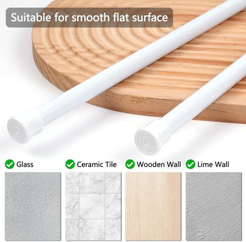 2 Pcs Tension Curtain Rod 13 in to 18 in, Small Tension Rods No Drill, Expandable Spring Loaded Tension Rods for Closet, Cabinets, Cupboard, Drawers, White in Saudi Arabia