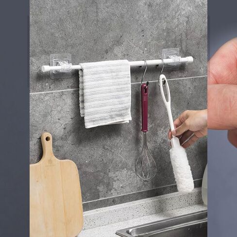 2 Pcs Tension Curtain Rod 13 in to 18 in, Small Tension Rods No Drill, Expandable Spring Loaded Tension Rods for Closet, Cabinets, Cupboard, Drawers, White in Saudi Arabia