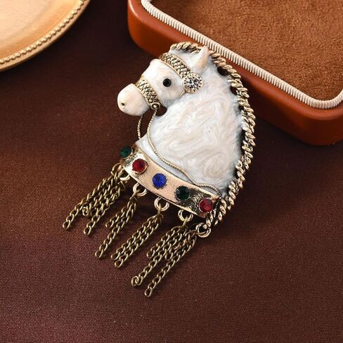 Rhinestone Horse Vintage Brooches For Women Unisex Tassels Zodiac Horse Pins Banquet Party Backpack Gifts Jewelry Accessories in Saudi Arabia