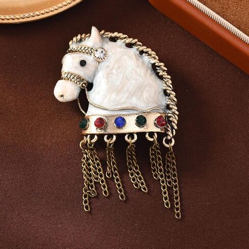 Rhinestone Horse Vintage Brooches For Women Unisex Tassels Zodiac Horse Pins Banquet Party Backpack Gifts Jewelry Accessories in Saudi Arabia