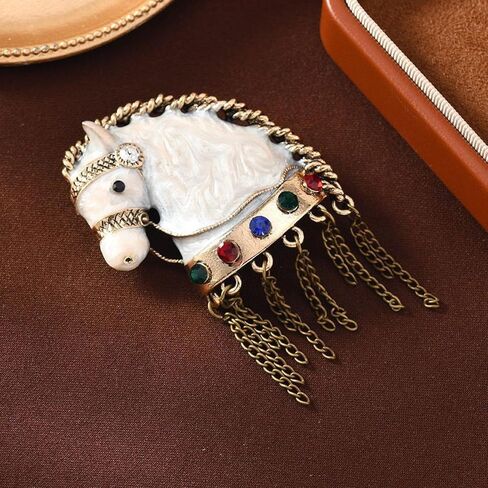 Rhinestone Horse Vintage Brooches For Women Unisex Tassels Zodiac Horse Pins Banquet Party Backpack Gifts Jewelry Accessories in Saudi Arabia