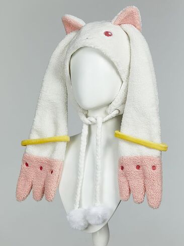 Micotaku Plush Hat Puella Magi Madoka Magica Kyubey Adorable Cosplay Accessory Pink and White in Saudi Arabia