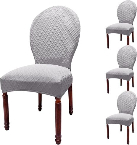 Large Round Back Dining Chair Slipcovers, Set of 4/6 Stretch Dining Chair Covers for Kitchen Dining Room Chair Seat Protectors (4, Khaki, Large) in Saudi Arabia