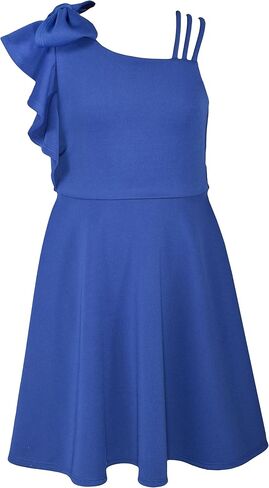 Bonnie Jean Girl Tween Girls Ruffle Dress - Sleeveless, One Shoulder Scuba Skater Dress - Elegant Formal Girls Attire in Saudi Arabia