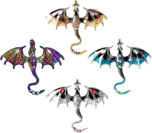 4PCS Dragon Brooch Pin for Jacket Backpack Hat, Vintage Cartoon Fantasy Lapel Pin for Women Men Gift in Kuwait
