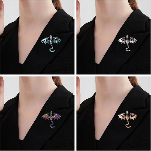 4PCS Dragon Brooch Pin for Jacket Backpack Hat, Vintage Cartoon Fantasy Lapel Pin for Women Men Gift in Kuwait