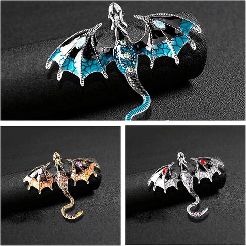4PCS Dragon Brooch Pin for Jacket Backpack Hat, Vintage Cartoon Fantasy Lapel Pin for Women Men Gift in Kuwait