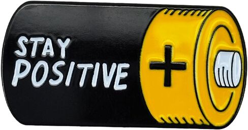 Enamel Pin,"Stay Positive" Battery Lapel Pin,DIY Décor Collection,Motivational Badge,Gift For Optimism Seekers,Teens,Friends, Family,Pin on Display Board,Denim Jacket,Canvas Bag,Backpack in Saudi Arabia