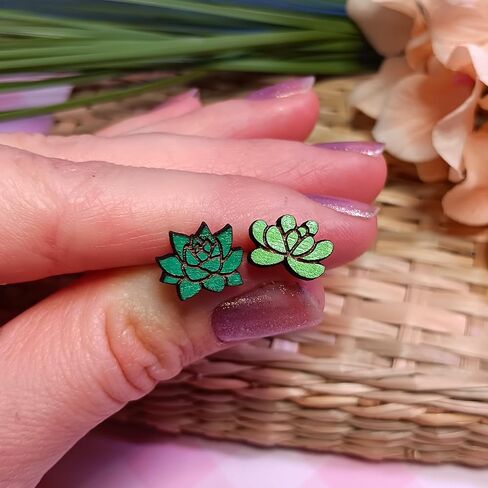 Mismatched Succulent Plant Stud Earrings 4 Piece Gift SET with Hypoallergenic Nickel Free Posts in Saudi Arabia