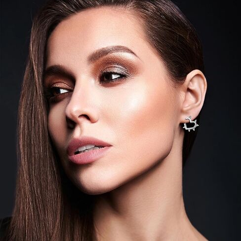 2 Pairs of Spike Earrings for Women, Stainless Steel Hoop Spike Heart Earring, Silver and Black Punk Gothic Earrings for Women Men in Saudi Arabia