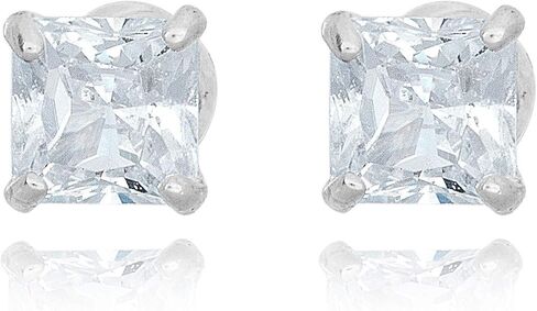 AVORA 10K Gold Princess Cut Simulated Diamond CZ Stud Earrings - Yellow or White Gold in Saudi Arabia