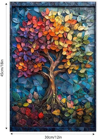 Autumn Tree Colorful Leaves Vintage Rustic Canvas Wall Art - 12x18in Unframed Poster- Home & Office Decor for Living Room, Bedroom, Kitchen & Cafe in Saudi Arabia