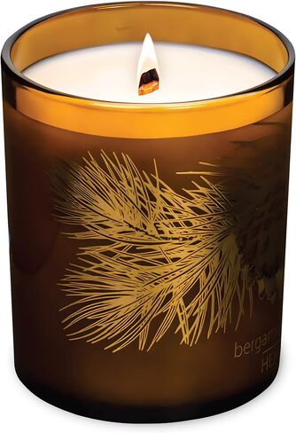 شمعة Hemlock Park Amber Gold Leaf Glass المصنوعة يدويًا من شمع جوز الهند الطبيعي (قياسي 7.2 أونصة، بالو سانتو) in Kuwait