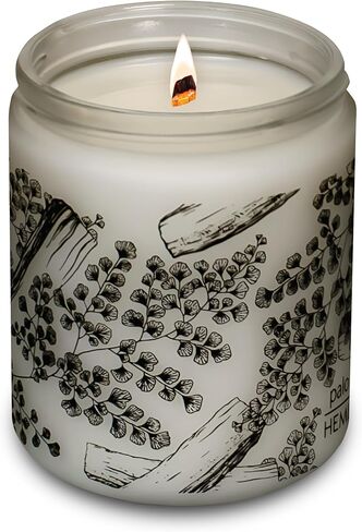 شمعة هيملوك بارك المصنوعة من الزجاج البلوري المصنوعة من الخشب مصنوعة يدويًا من شمع جوز الهند الطبيعي (قياسي 8 أونصة، أرز البرغموت) in Kuwait