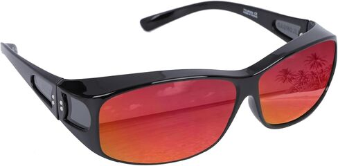 Unisex Fit Over Wrap Sunglasses Polarized Lens Wear Over Eyeglasses UV400 Protection Shades for Men and Women Outdoor Activities Driving, Fishing - Shiny Black/Purple REVO (Pack in Case) in Saudi Arabia