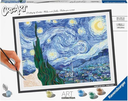 Ravensburger Van Gogh: مجموعة الطلاء بالأرقام الليلية المرصعة بالنجوم للبالغين - 23518 - فنون الرسم والحرف اليدوية للأعمار من 14 عامًا فما فوق in Saudi Arabia