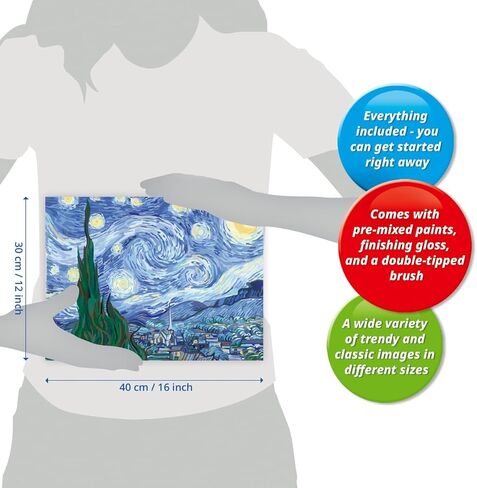 Ravensburger Van Gogh: مجموعة الطلاء بالأرقام الليلية المرصعة بالنجوم للبالغين - 23518 - فنون الرسم والحرف اليدوية للأعمار من 14 عامًا فما فوق in Saudi Arabia