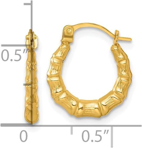 14k Yellow Gold Polished Bamboo Hoop Earrings, 14mm in Saudi Arabia