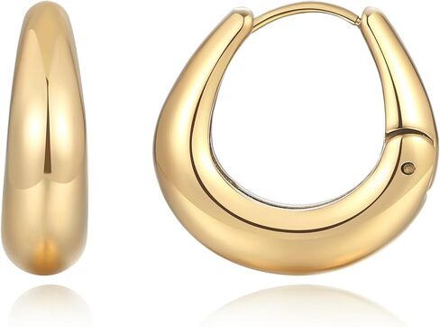 Rhinelife Gold Hoop Earrings for Women, 18K Gold Plated PVD Hypoallergenic Earrings, Trendy Everyday Jewelry Gift for Her, Mini Small Medium & Large Size in Saudi Arabia