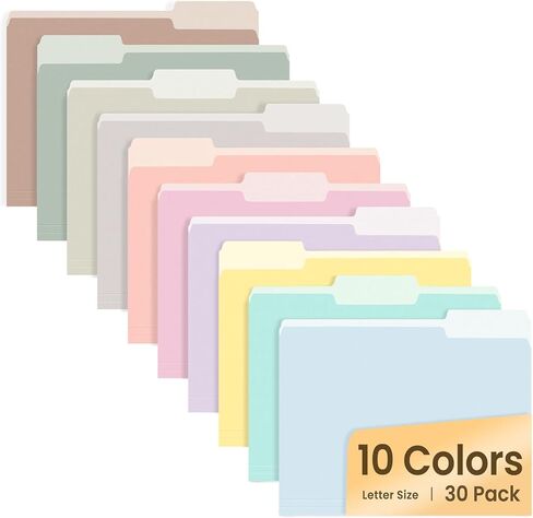 SUNEE File Folders, 30 Pack Manilla Folders 8.5 x 11, 1/3 Cut Tab for Easy Labeling and Organization, Durable Standard Paper for Home, Office, School Filing in Kuwait