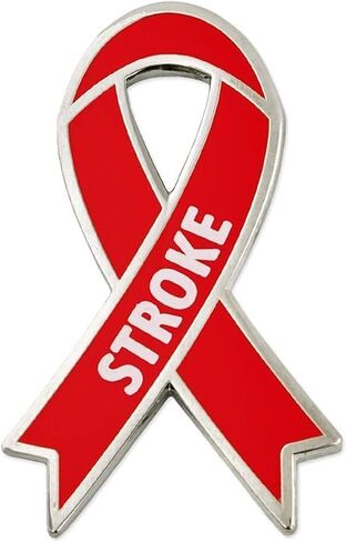 PinMart Stroke Red Awareness Ribbon Enamel Lapel Pin in Saudi Arabia