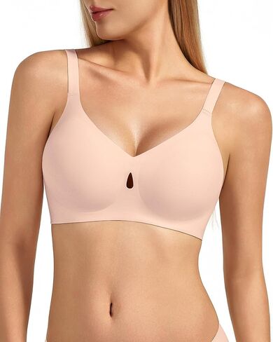 Women's Full Coverage Wireless Bra, Jelly Comfort & Lift Push Up Support, Seamless No Underwire Everyday T-Shirt Bralette in Saudi Arabia