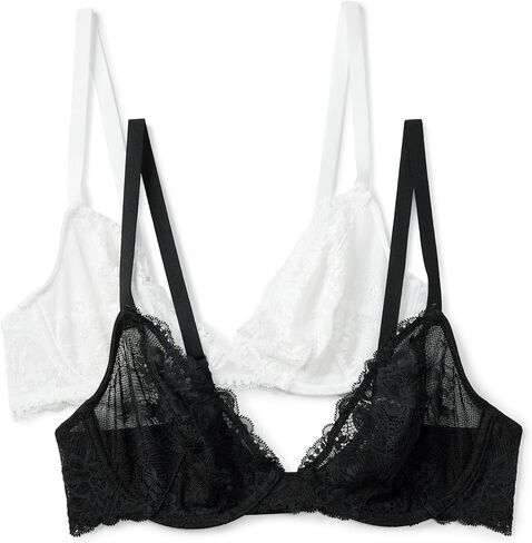 Amazon Essentials Womens Stretch Galloon Lace Unlined Wired Plunge Bra in Saudi Arabia