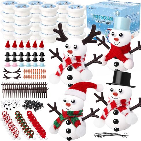 BANBBUR 12 Pack Christmas Stocking Stuffers for Kids,Christmas Crafts for Kids,Modeling Clay DIY Build a Snowman Crafts Kit Bulk Christmas Gifts Activities in Saudi Arabia
