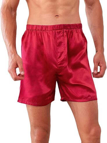 Men's 100% Mulberry Silk Boxer Shorts - 22 Momme Silk Luxury Breathable Sleep Shorts for Nightwear, Beach, Travel in Saudi Arabia