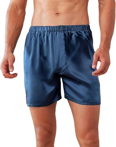 Men's 100% Mulberry Silk Boxer Shorts - 22 Momme Silk Luxury Breathable Sleep Shorts for Nightwear, Beach, Travel in Saudi Arabia