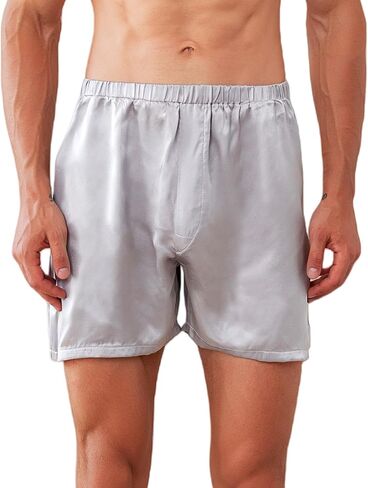 Men's 100% Mulberry Silk Boxer Shorts - 22 Momme Silk Luxury Breathable Sleep Shorts for Nightwear, Beach, Travel in Saudi Arabia