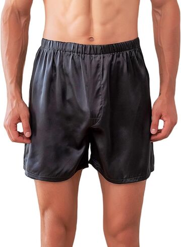 Men's 100% Mulberry Silk Boxer Shorts - 22 Momme Silk Luxury Breathable Sleep Shorts for Nightwear, Beach, Travel in Saudi Arabia