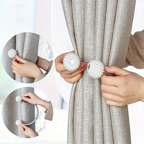 2 Pack Magnetic Curtain Tiebacks, Decorative Curtain Holdbacks for Window Décor (Grey) in Saudi Arabia