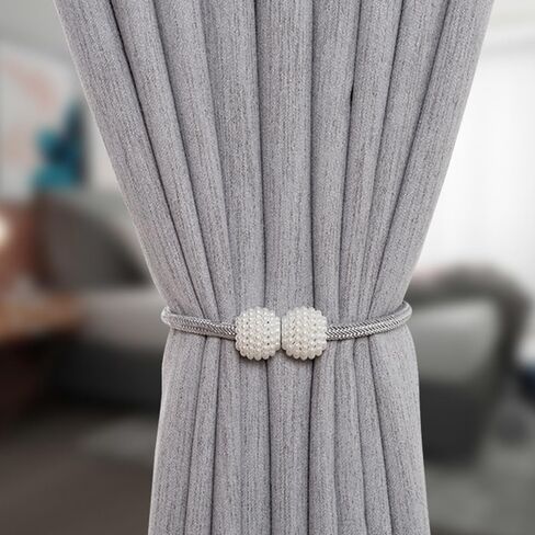 2 Pack Magnetic Curtain Tiebacks, Decorative Curtain Holdbacks for Window Décor (Grey) in Saudi Arabia