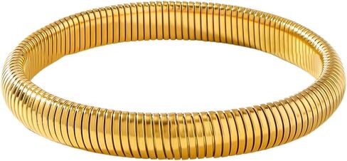 Gold Bracelets Bangle For Women Stretchy Chunky Adjustable Bangles 18K Trendy Gold Plated Bracelet For Women Waterproof Jewelry Pulseras Para Mujer in Saudi Arabia