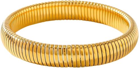 Gold Bracelets Bangle For Women Stretchy Chunky Adjustable Bangles 18K Trendy Gold Plated Bracelet For Women Waterproof Jewelry Pulseras Para Mujer in Saudi Arabia