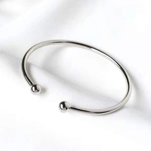 925 Silver Bangle Bracelets, Fashion Jewelry Simple Cuff Bangles for Women Mom Wife Valentine Mothers day Gift in Saudi Arabia