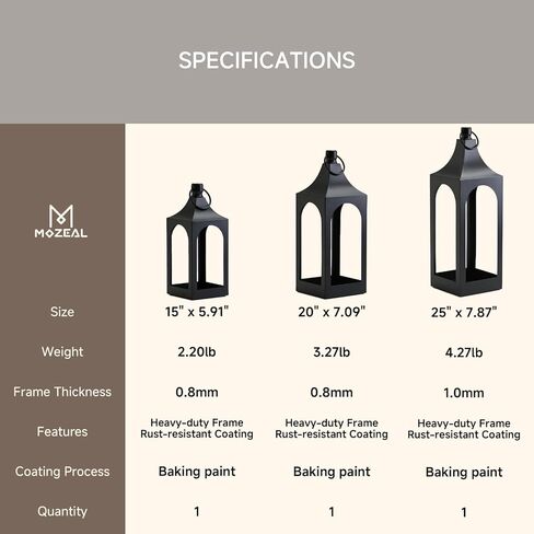 MOZEAL 25" Extra-Large Grace Spire Floor Lantern - Black Heavy Metal No Glass - Rust-Resistant, in/Out Use, for Fireplace/Patio/Entryway/Porch - Vers Event/Home - Vintage Holder for Pillar/LED Lights in Saudi Arabia