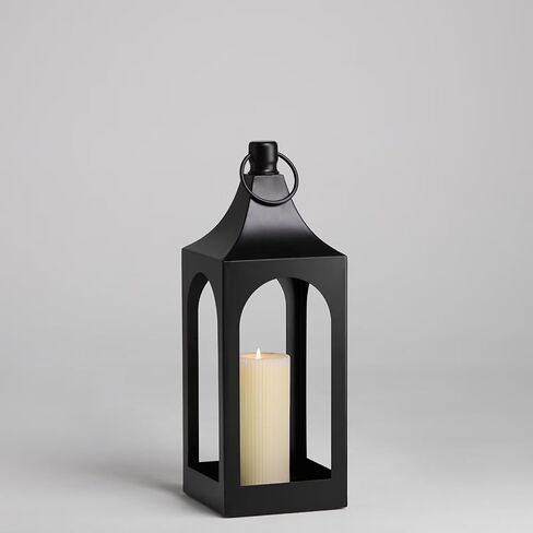 MOZEAL 25" Extra-Large Grace Spire Floor Lantern - Black Heavy Metal No Glass - Rust-Resistant, in/Out Use, for Fireplace/Patio/Entryway/Porch - Vers Event/Home - Vintage Holder for Pillar/LED Lights in Saudi Arabia