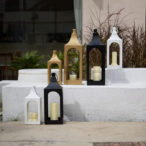 MOZEAL 25" Extra-Large Grace Spire Floor Lantern - Black Heavy Metal No Glass - Rust-Resistant, in/Out Use, for Fireplace/Patio/Entryway/Porch - Vers Event/Home - Vintage Holder for Pillar/LED Lights in Saudi Arabia
